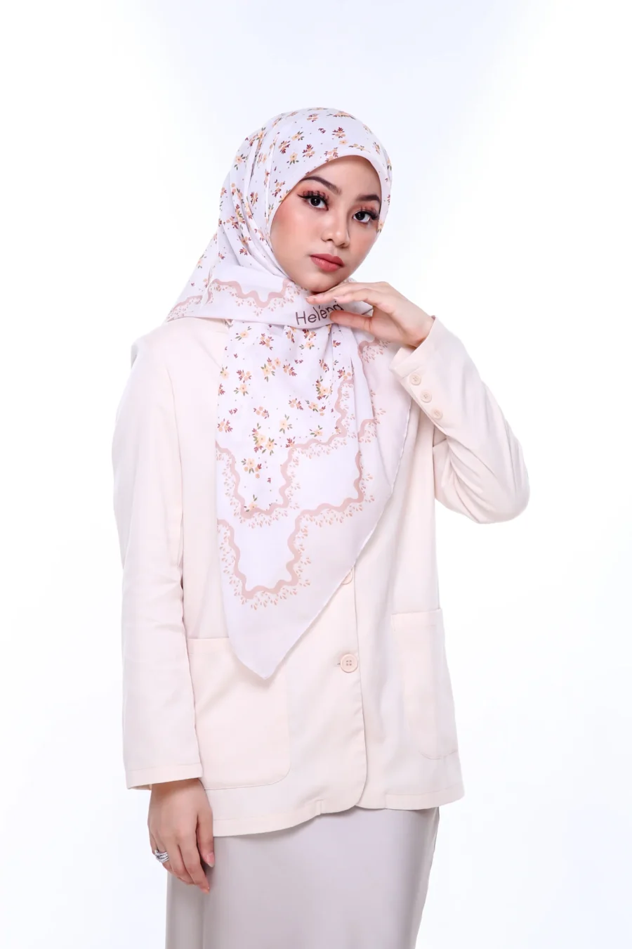 Tudung Bawal Luna 45" | Elegant Neutral Cotton Hijab - Image 4