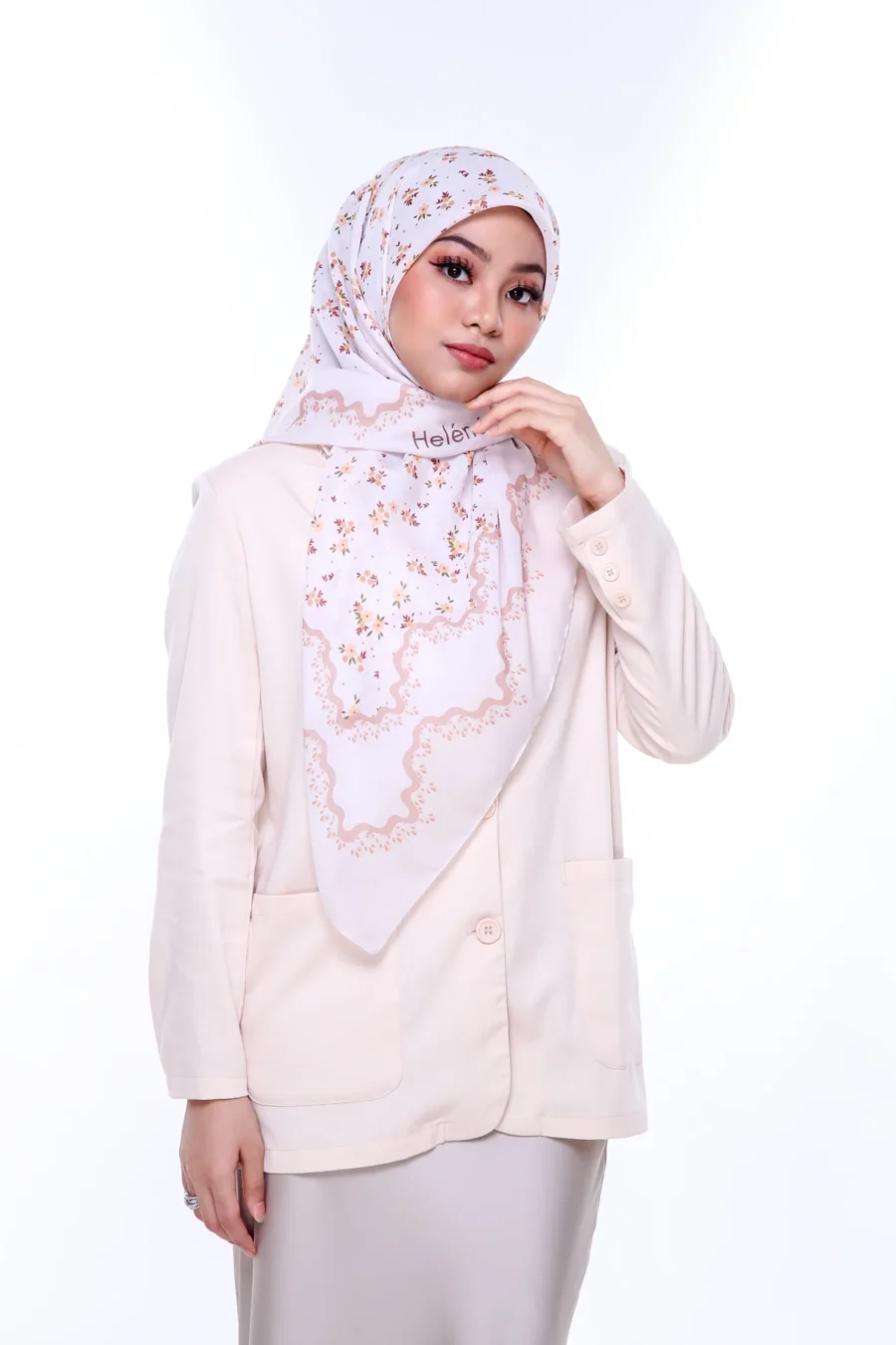 Tudung Bawal Luna 45" | Elegant Neutral Cotton Hijab - Image 2