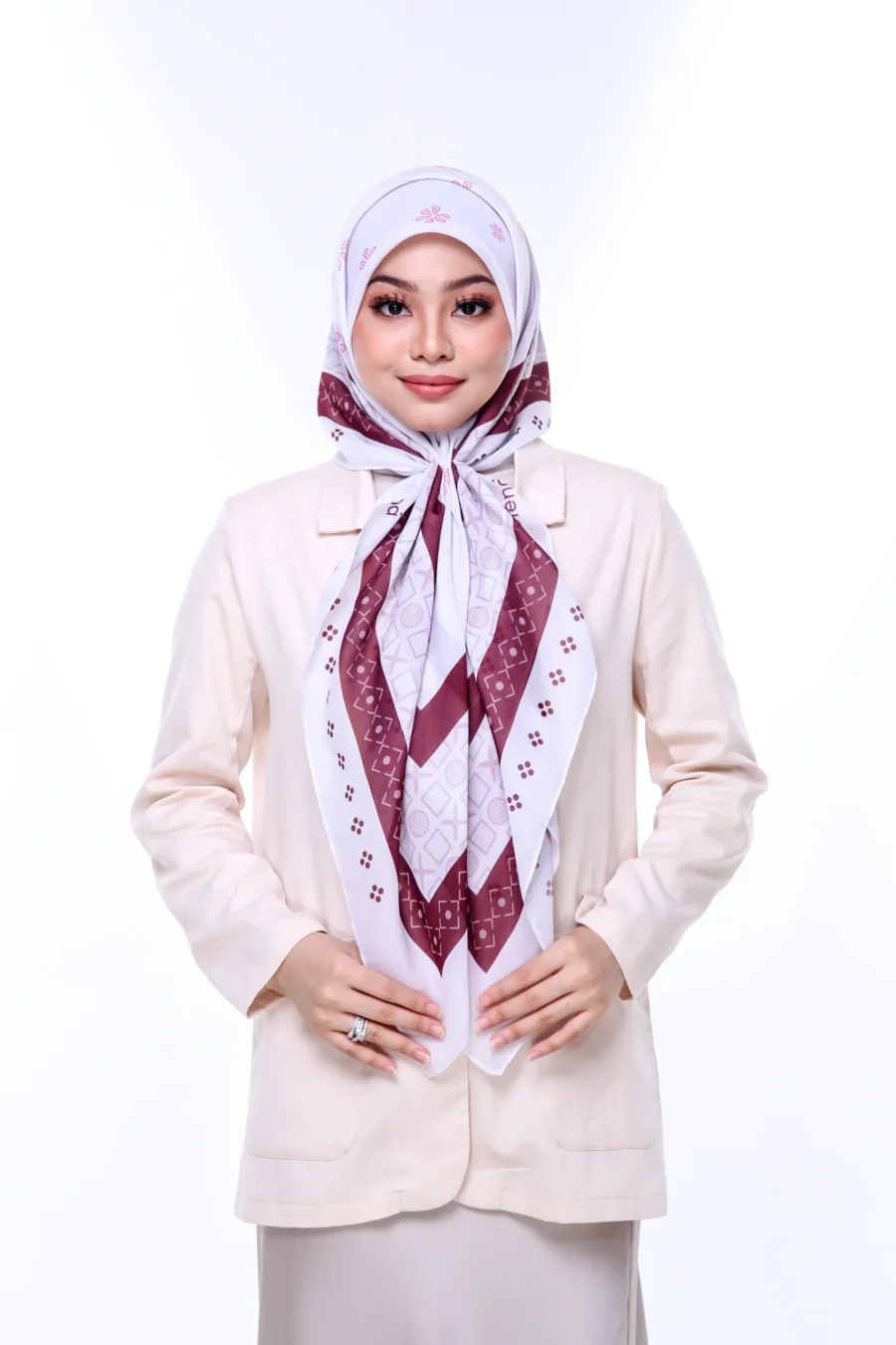 Tudung Bawal Terra 45" | Mocha Cotton Bawal - Image 4