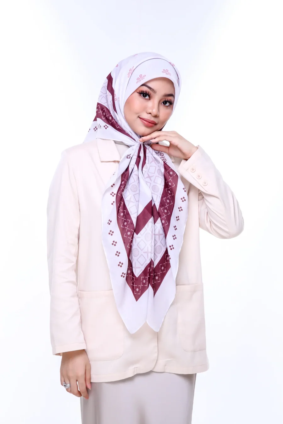 Tudung Bawal Terra 45" | Mocha Cotton Bawal - Image 3