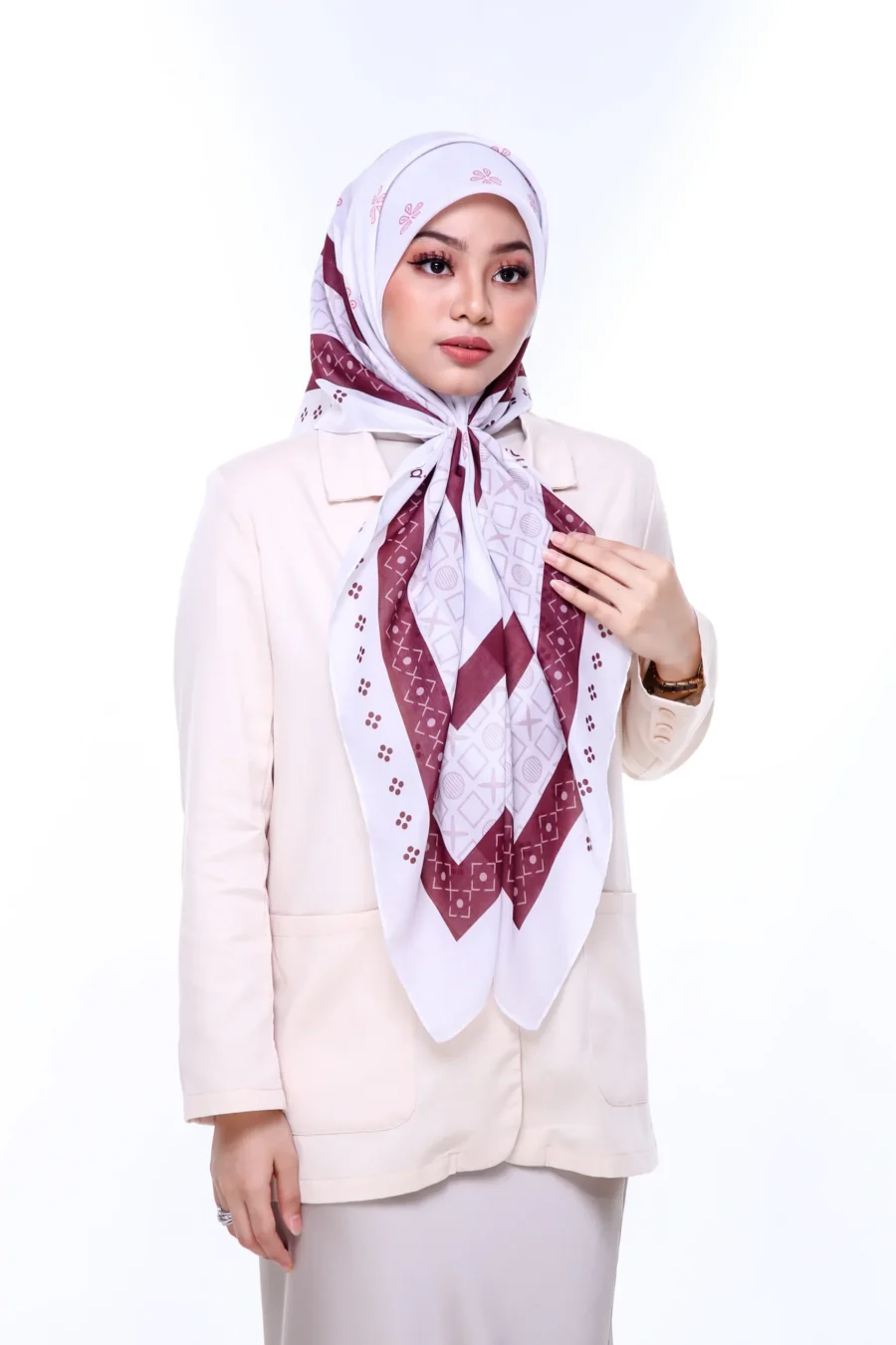 Tudung Bawal Terra 45" | Mocha Cotton Bawal - Image 5
